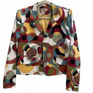 Transitions Vintage 70's Look Bold Print Blazer